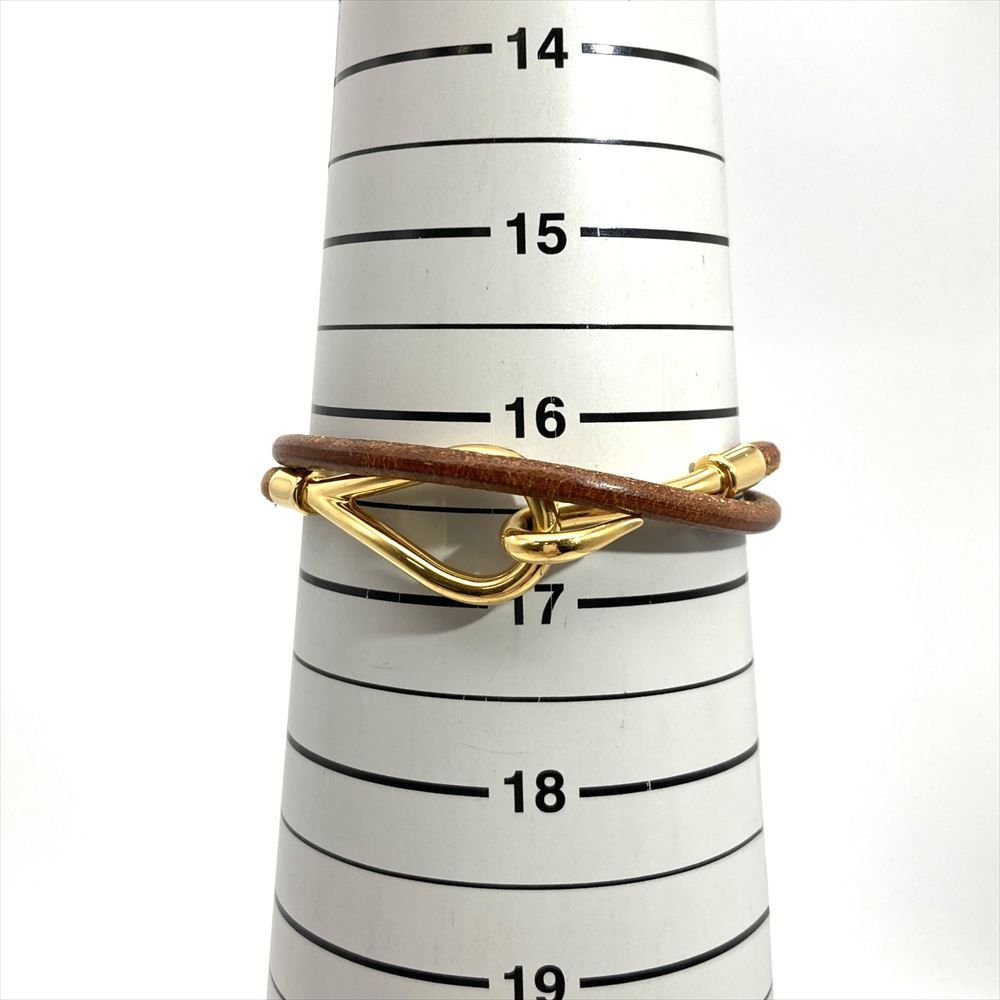 エルメス HERMES ジャンボ ブレスレット レザー ブラウン ゴールド金具