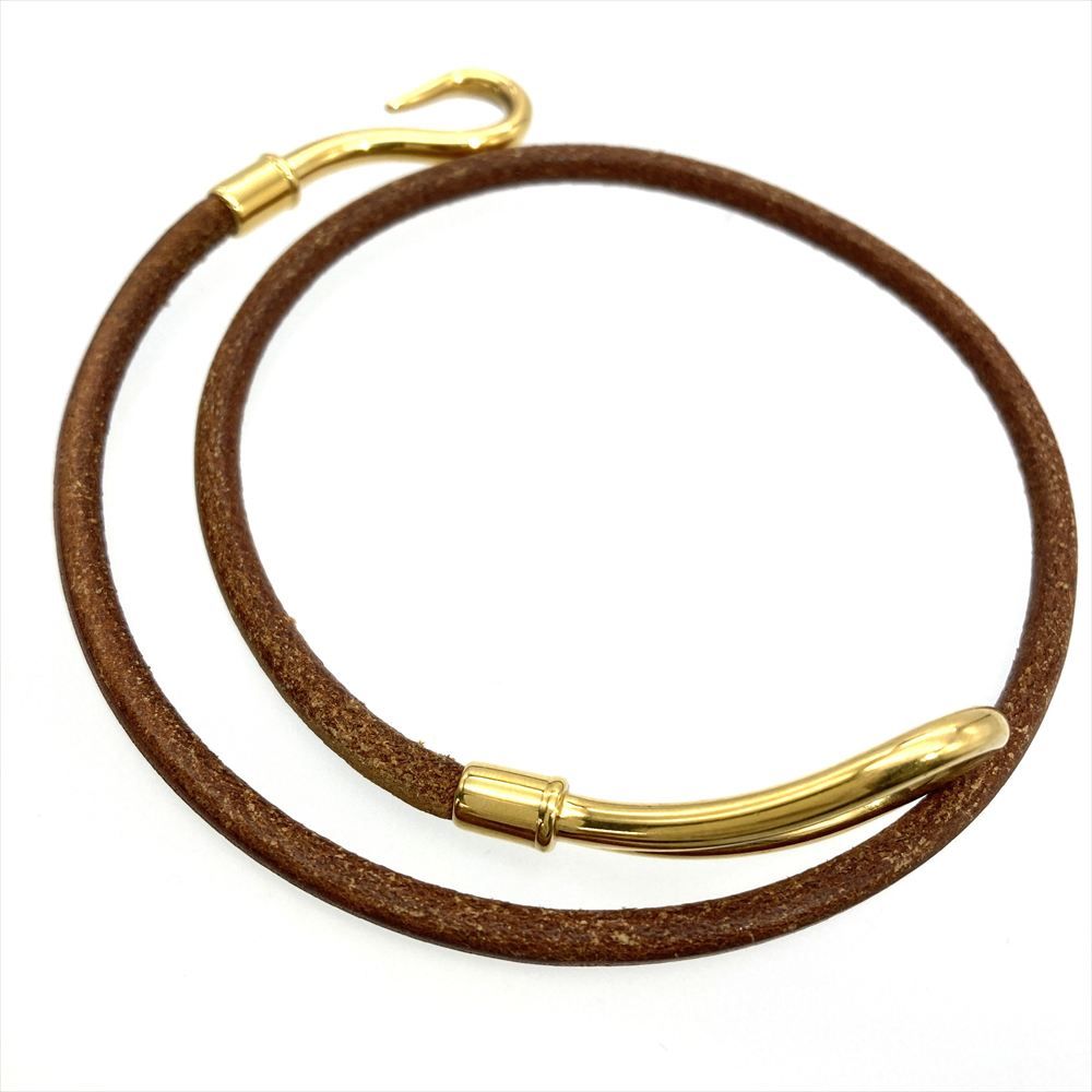 HERMES ブレスレット　ブラウン×ゴールド ジャンボブレスレット ブラウン×ゴールド ヴィンテージ|エルメス