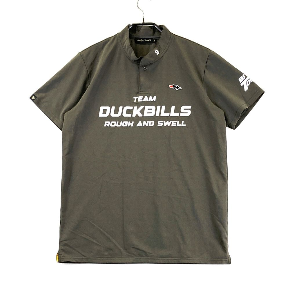 サイズ S ROUGH-SWELL ラフアンドスウェル モデル 半袖Tシャツ プリント カーキ系 ゴルフウェア メンズ ストスト