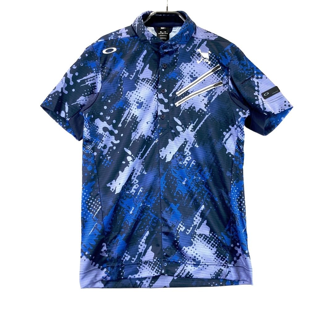 サイズ M OAKLEY オークリー モデル 半袖ポロシャツ スカル カモフラ柄 ネイビー系 ゴルフウェア メンズ ストスト