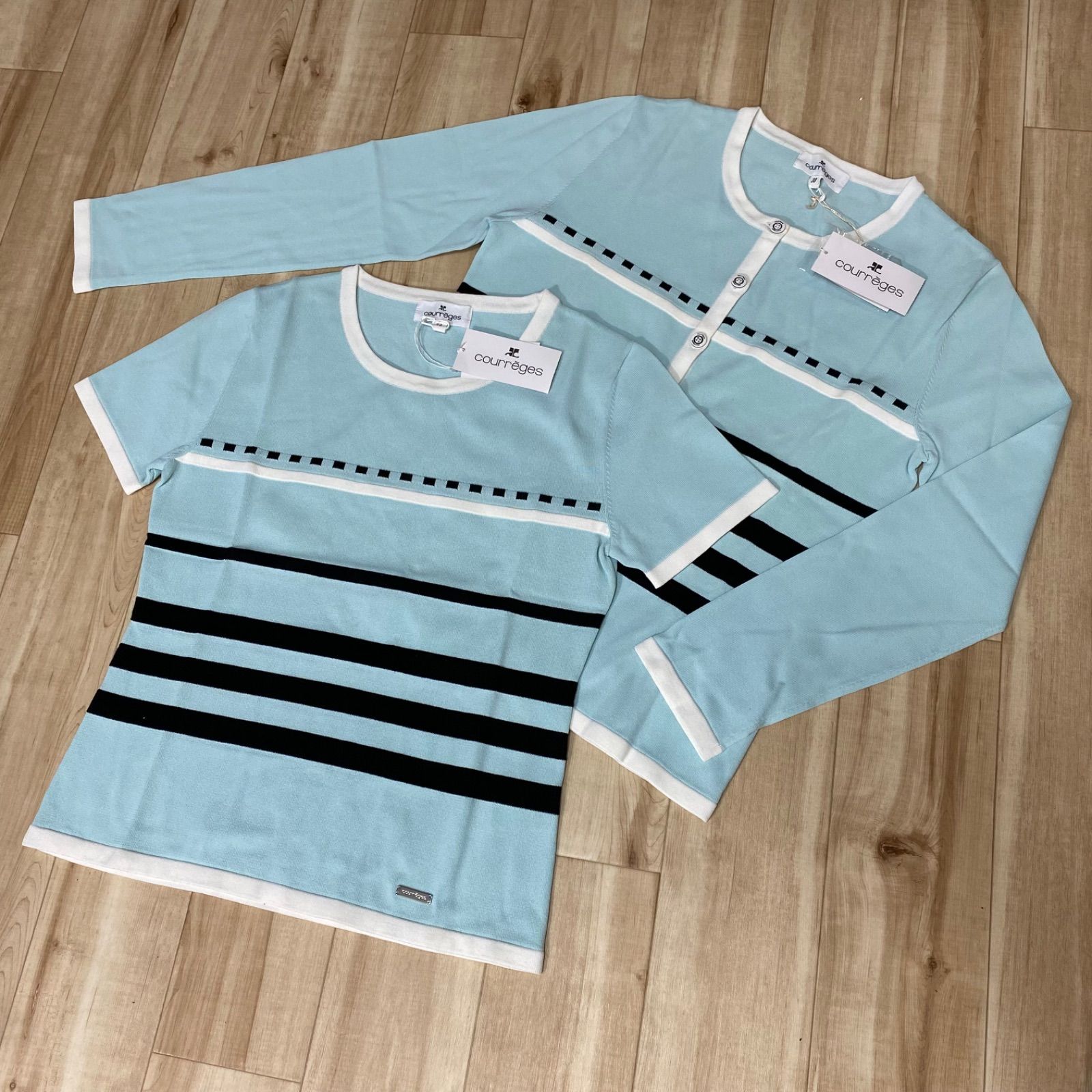 美品 Courrèges クレージュ サマーニット アンサンブル カーディガン 美品 Courrèges クレージュ サマーニット アンサンブル カーディガン