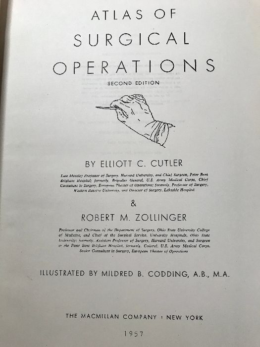 洋書 ATLAS OF SECOND EDITION 1957 Cutler Zollinger 医学書