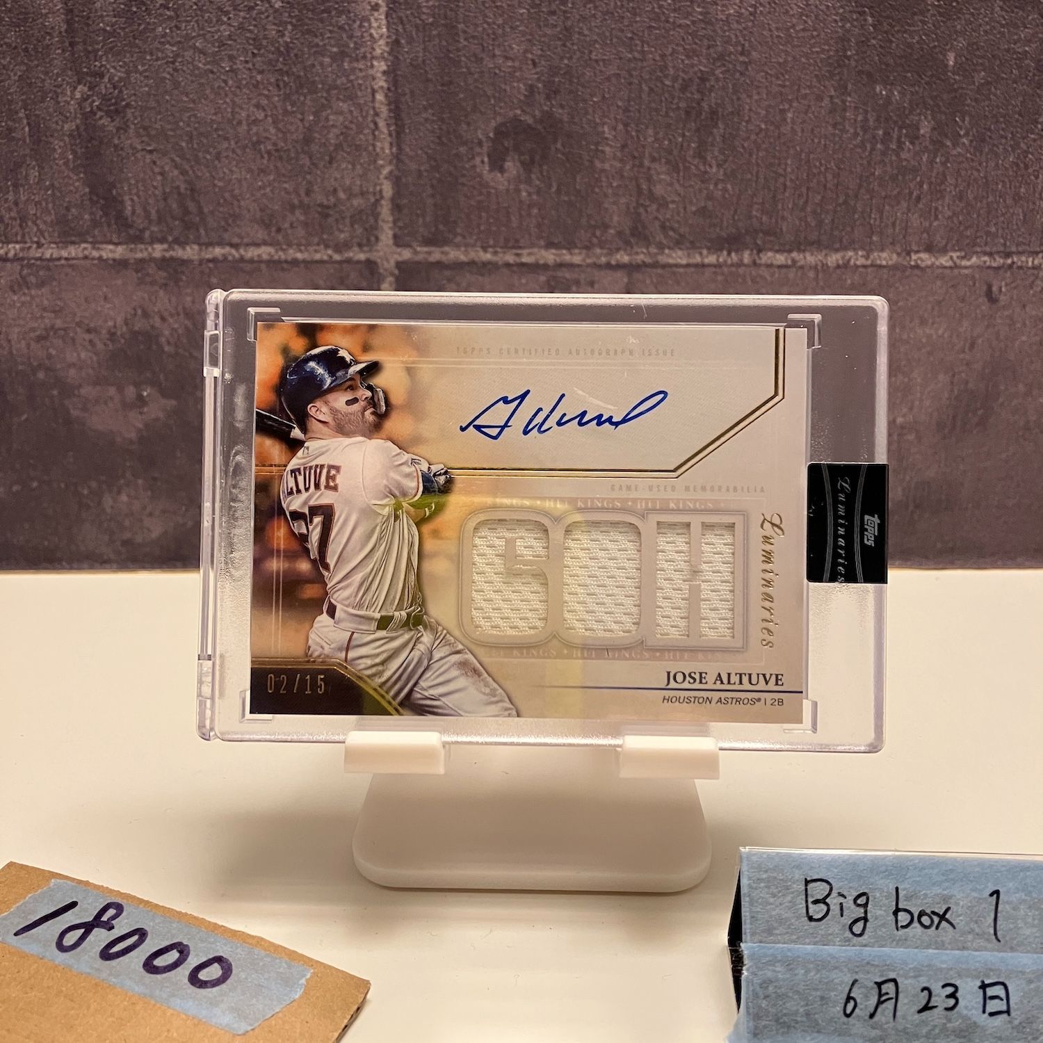 2020 Topps Jose Altuve 02 15 直筆サインカード Houston Astros Luminaries Hit Kings Game- ジャージ カード