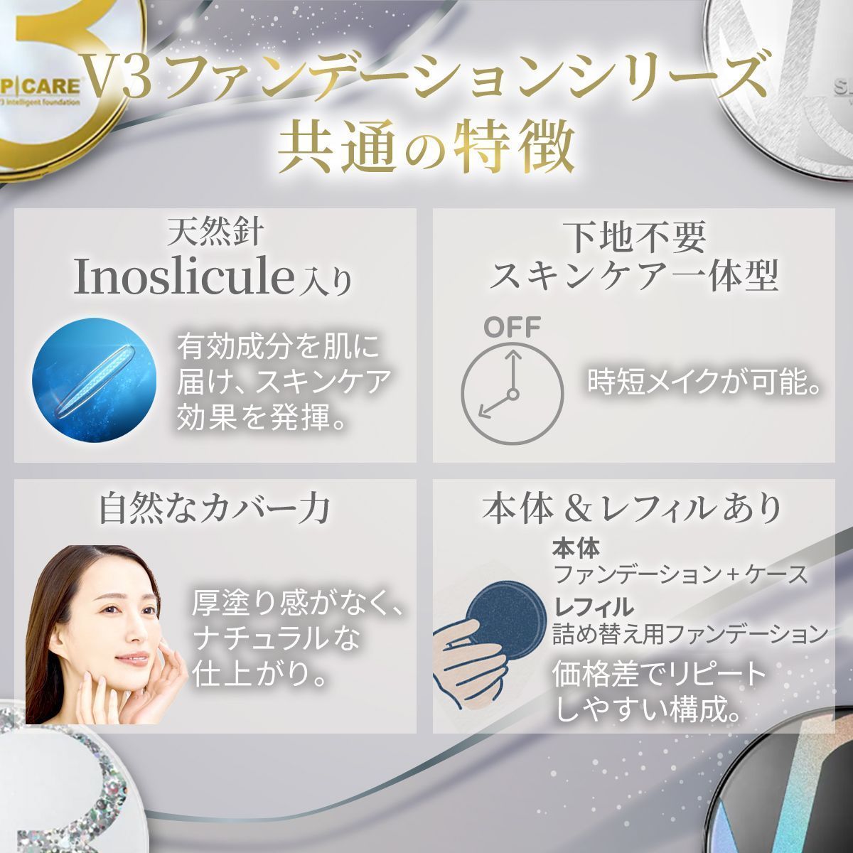 V3 エキサイティング ファンデーション 詰替 スピケア 4個セット