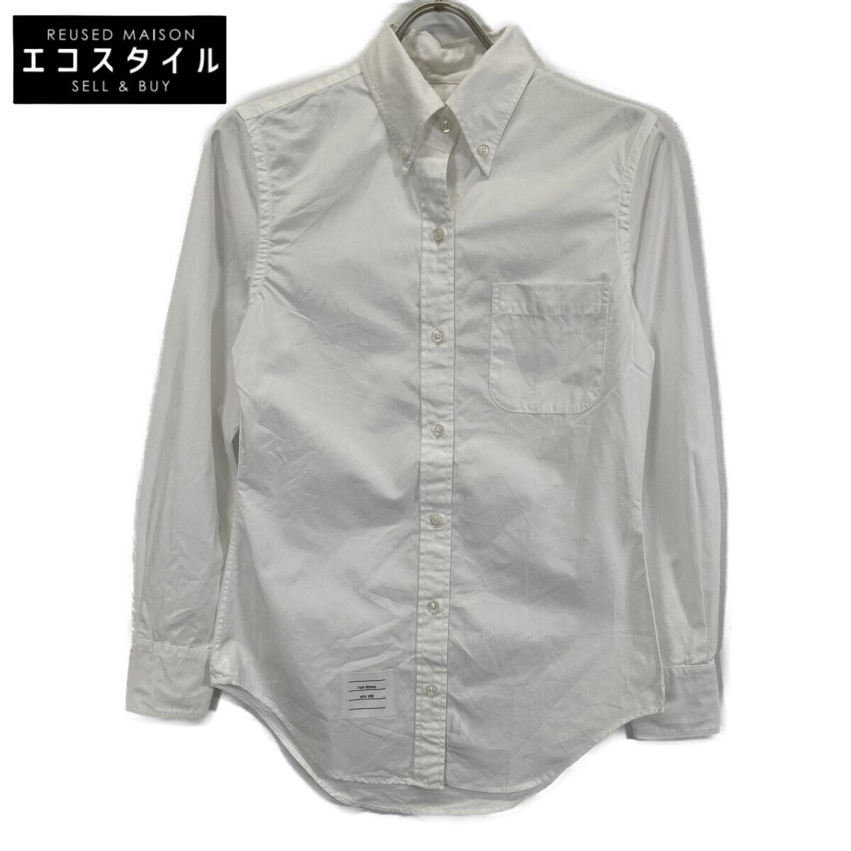 THOM BROWNE トムブラウン FLL 005 G- ﾎﾜｲﾄ ﾊﾟｯﾁﾎﾟｹｯﾄ ｵｯｸｽﾌｫｰﾄﾞｼｬﾂ 38