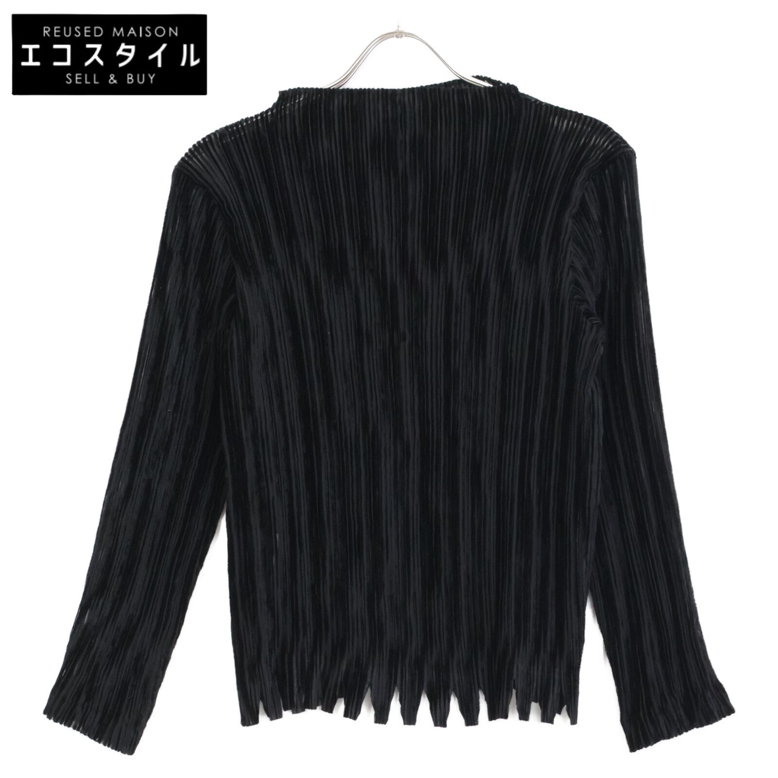 ISSEY MIYAKE FETE 長袖シャツ プリーツ ブラック ISSEY MIYAKE FETE 2WAY Collar Pleated Long Sleeve Shirt Black 3 (K