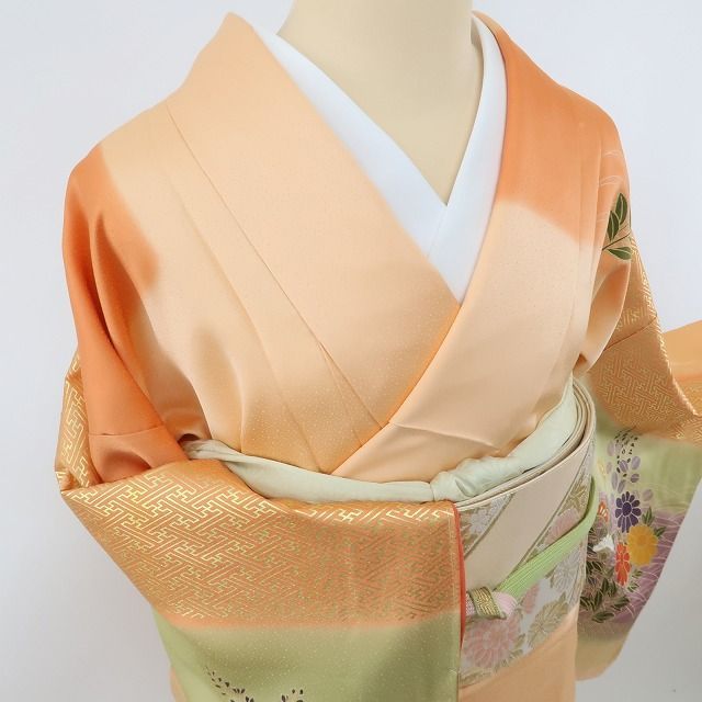  ✾まめ藤✾ｍ387 正絹 染一つ紋 紅葉 菊 手縫い仕立て 訪問着 訪問着 付け下げ 着物