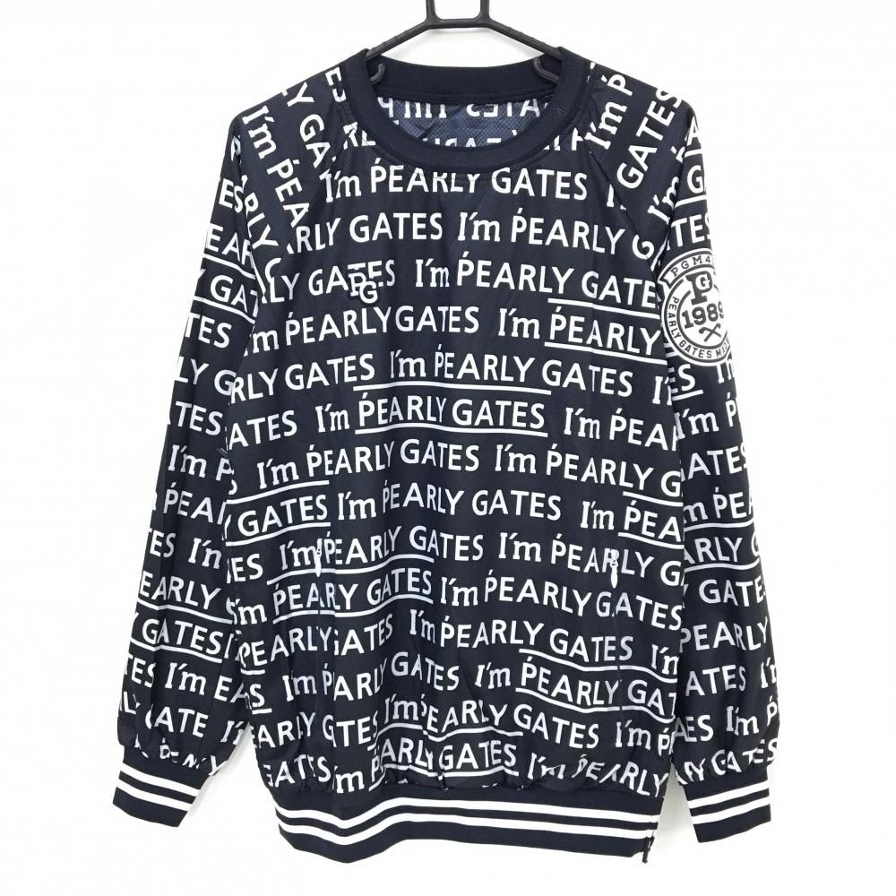 超美品】パーリーゲイツ スニード ネイビー×白 ロゴ総柄 薄手 ブルゾン