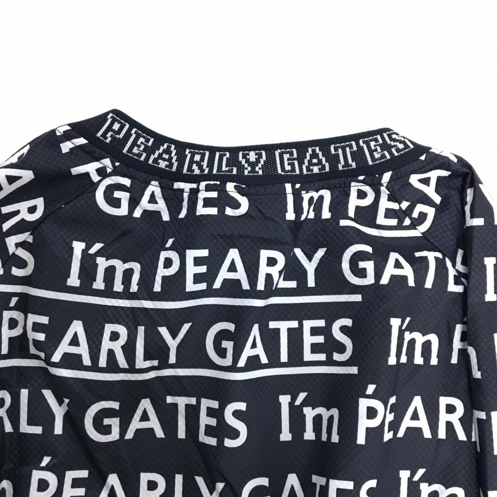 超美品】パーリーゲイツ スニード ネイビー×白 ロゴ総柄 薄手 ブルゾン