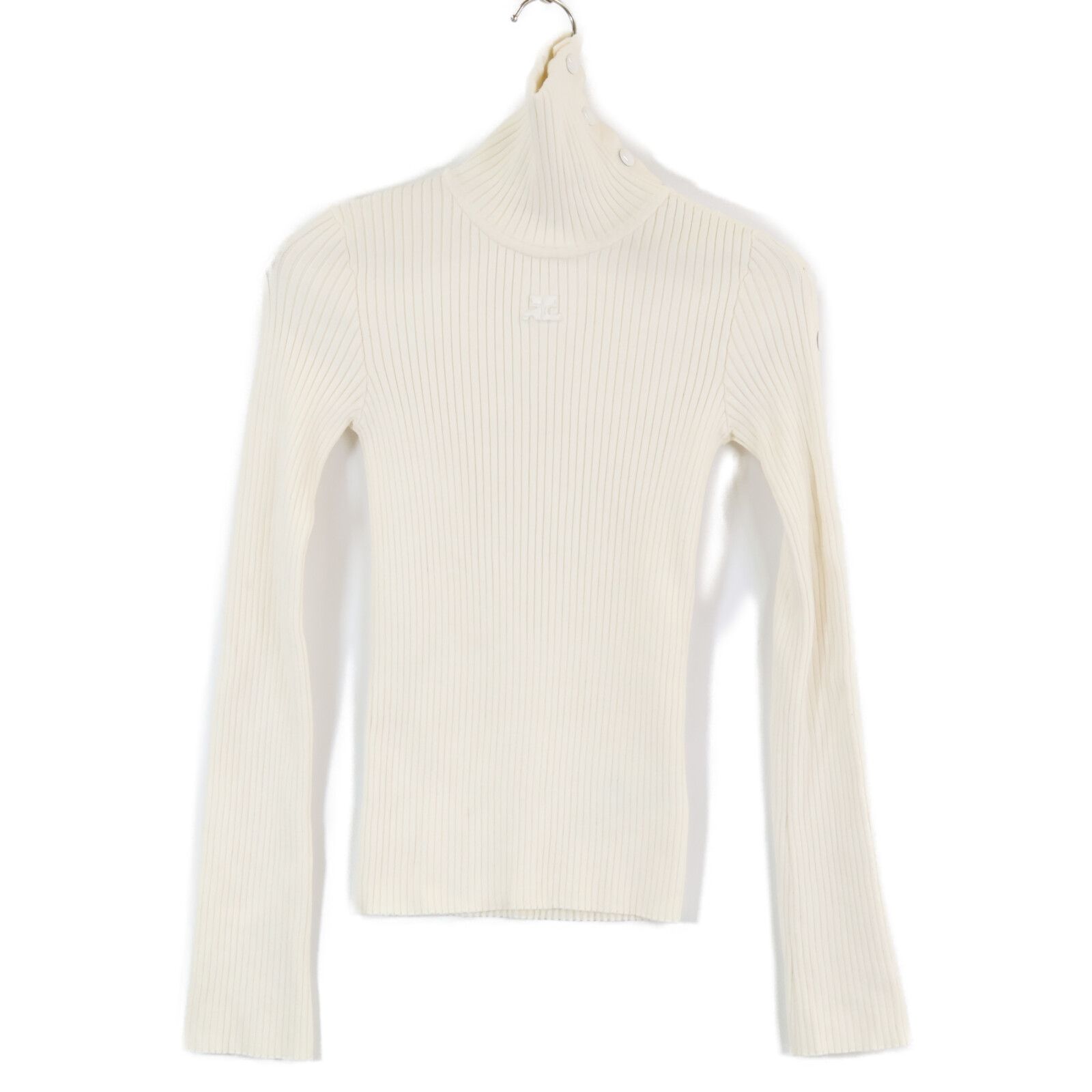 クレージュ リブ ハイネック セーター ニット ブルー タートルネック