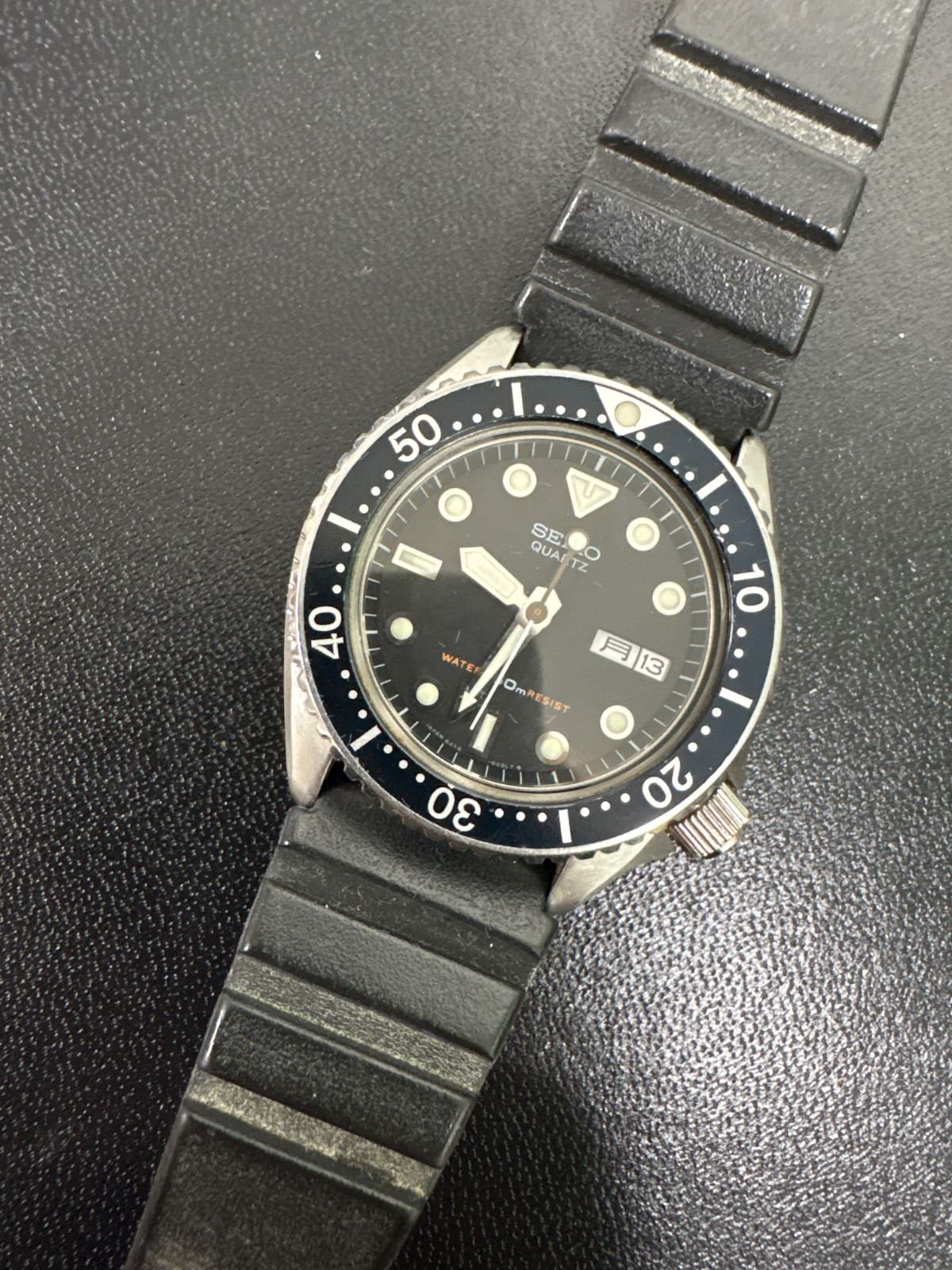 SEIKO セイコー ブラック ダイバー デイデイト クォーツ メンズ