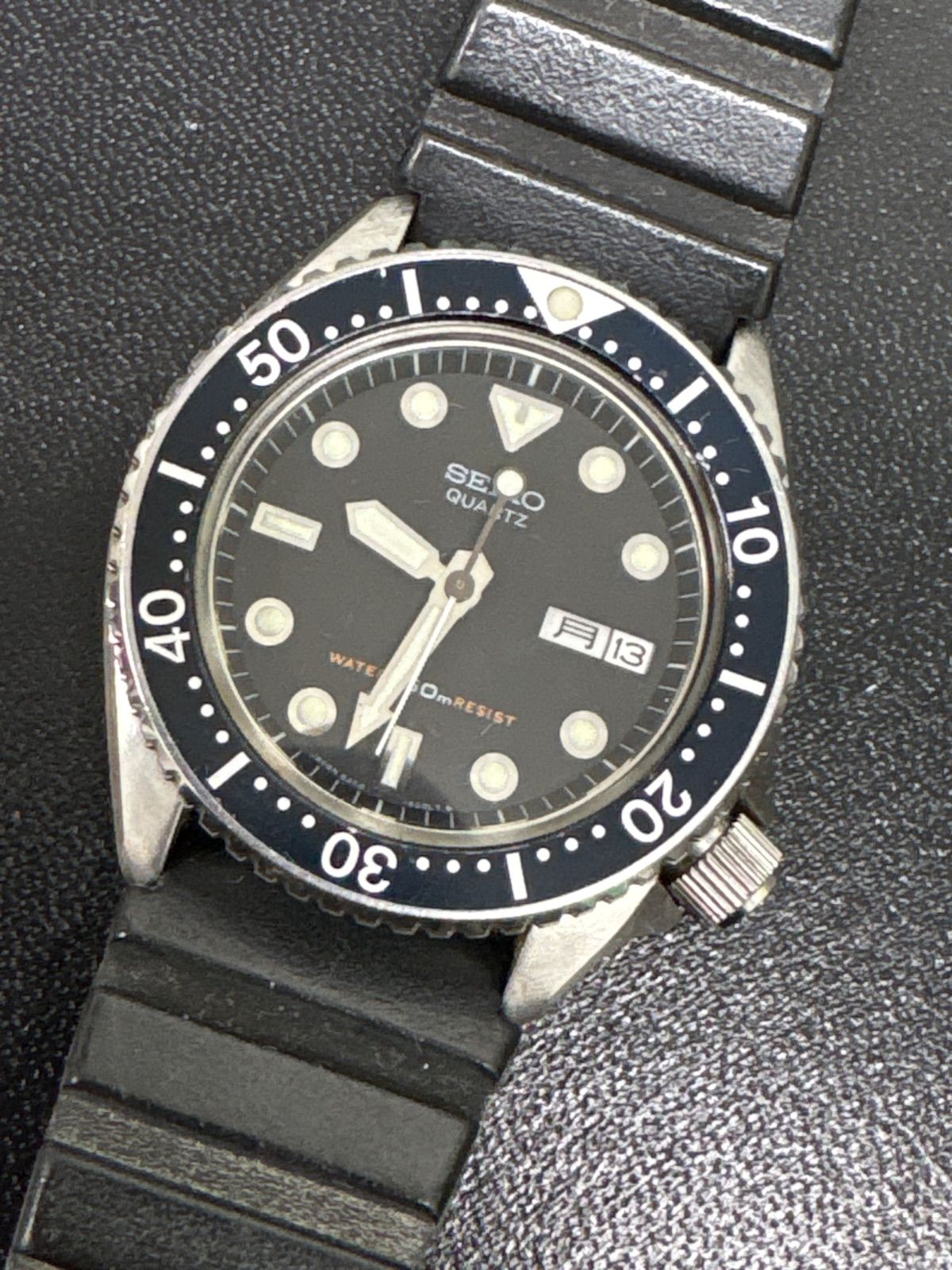 SEIKO セイコー ブラック ダイバー デイデイト クォーツ メンズ