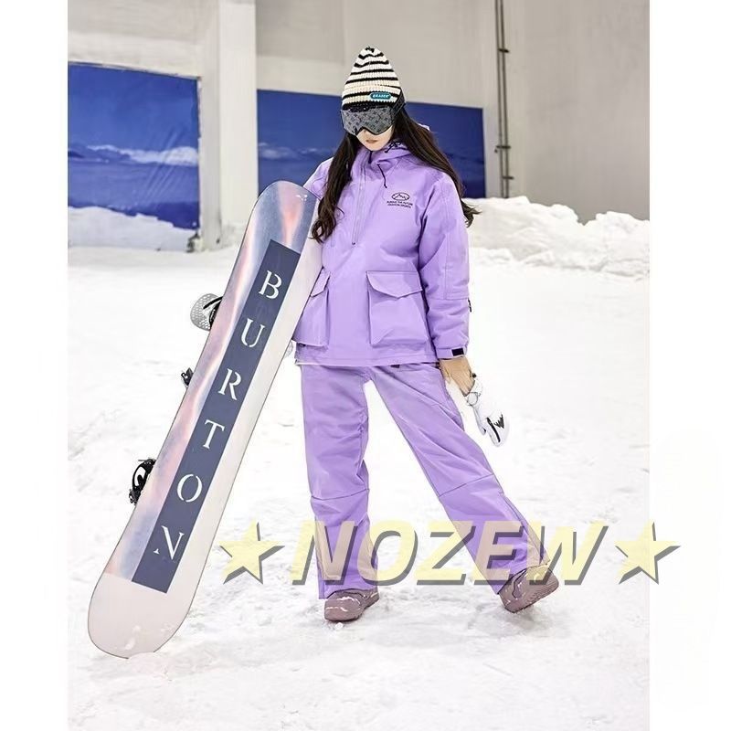 冬物 スキーウェア 上下セットスノーボードウェア メンズ レディーススノボウェア 無地 カジュアル おしゃれ 冬 暖かい ゆったり女性 学生パープルC 680