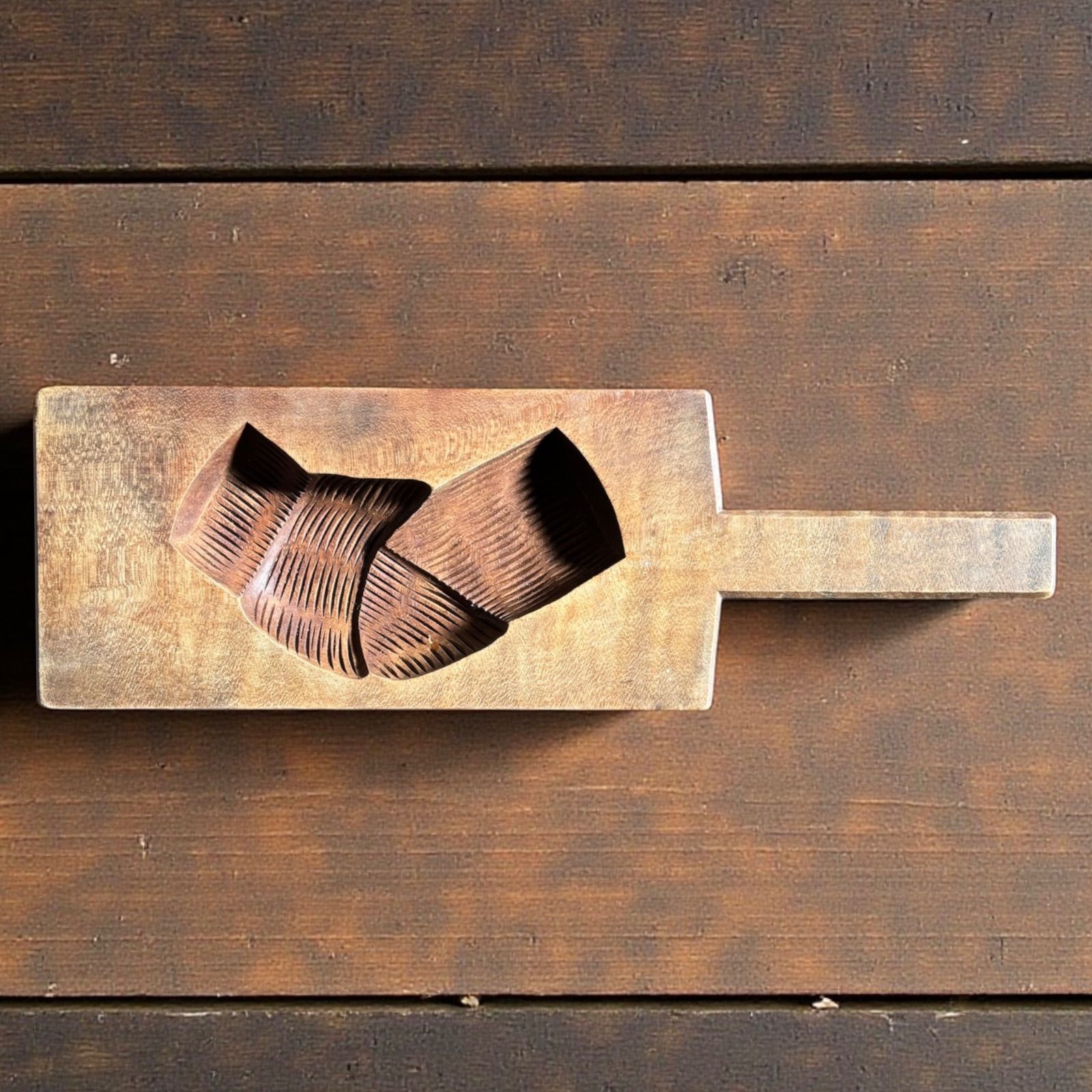 彫栄堂 菓子型 和柄 持ち手付き 木型 昭和 落雁 木枠 和菓子 型 お菓子