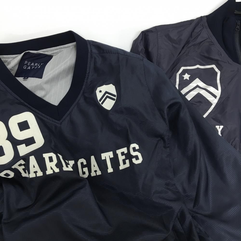 パーリーゲイツ ツインスニード ネイビー 地模様 ロゴ白 蓄熱裏地