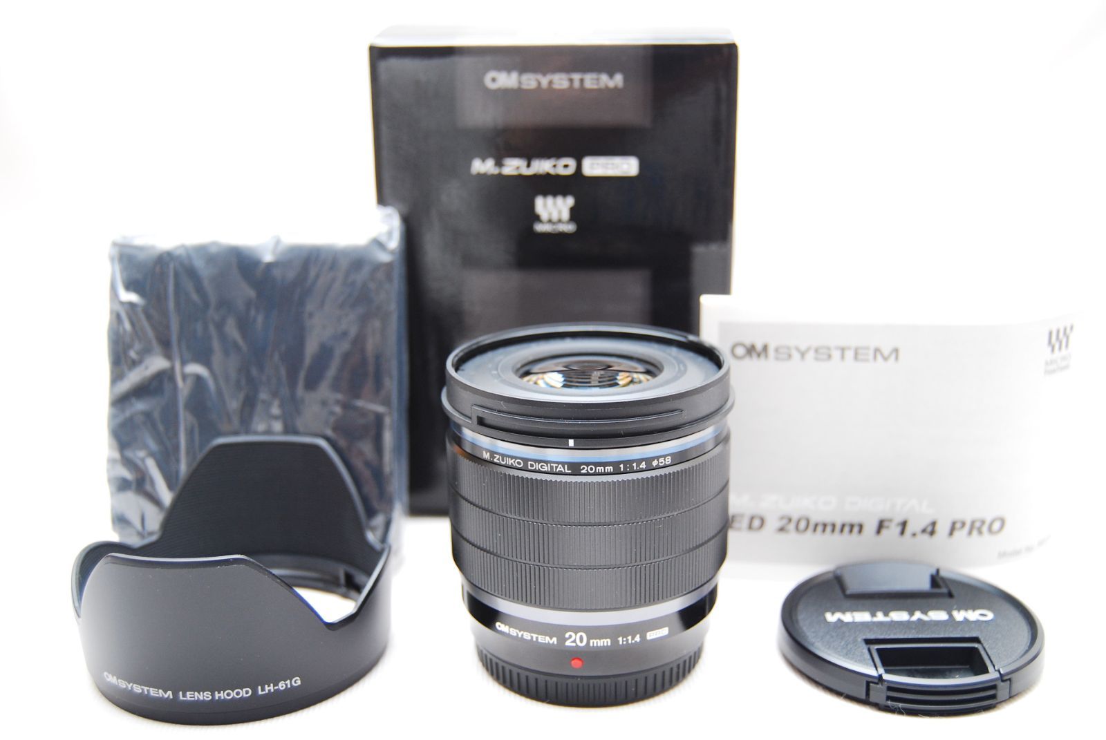 上 OM SYSTEM M.ZUIKO DIGITAL ED 20 mm F 1.4 PRO ブラック オリンパス