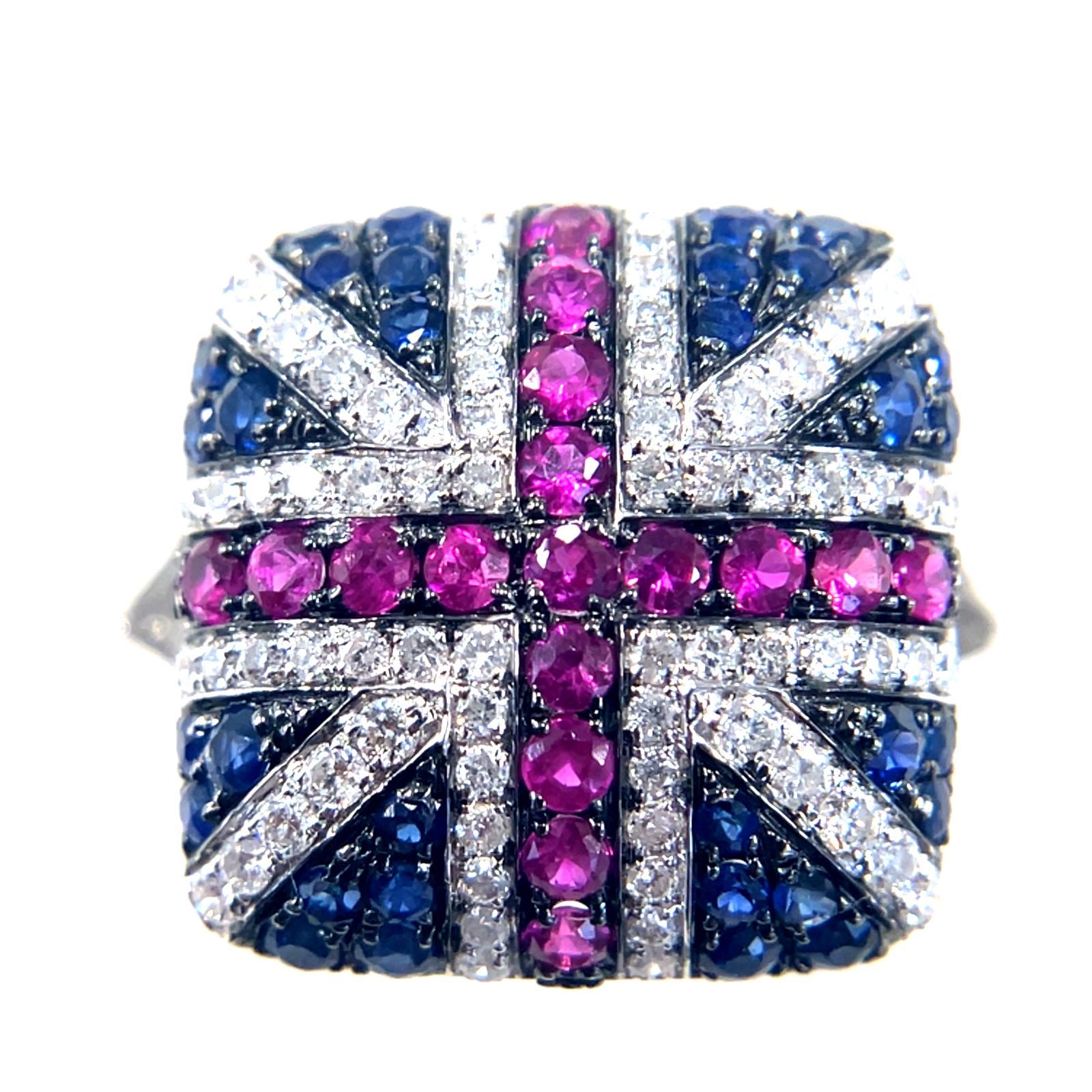 ルビー サファイヤ リング ホワイトゴールド K 18 WG