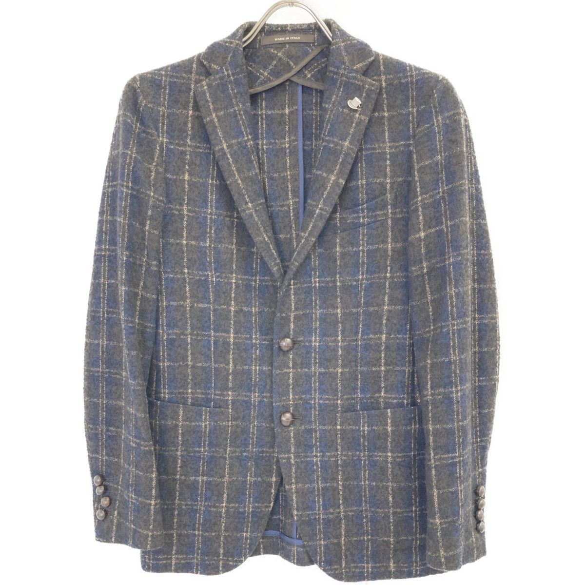 TAGLIATORE タリアトーレ ﾌﾞﾗｳﾝ×ﾈｲﾋﾞｰ ﾁｪｯｸ柄 ｳｰﾙ ﾑｼﾞｪｯﾛ 2Bｼﾞｬｹｯﾄ 42