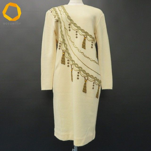 クリスチャンディオール ChristianDior ニット ワンピース ロン ビジュー ラインストーン レディース a 974883