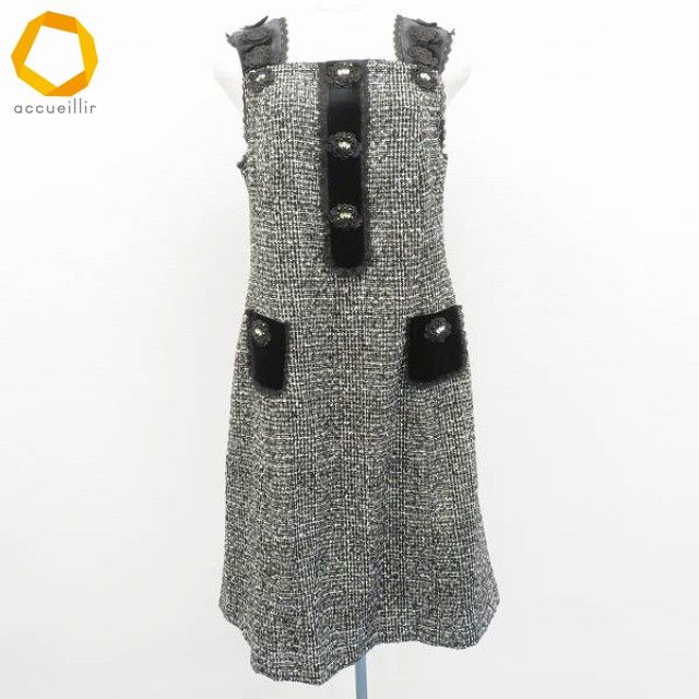 スーパービューティー Super Beauty ワンピース ロング スリーブレス 花モチーフ ラメ ラインストーン レディース a 978155