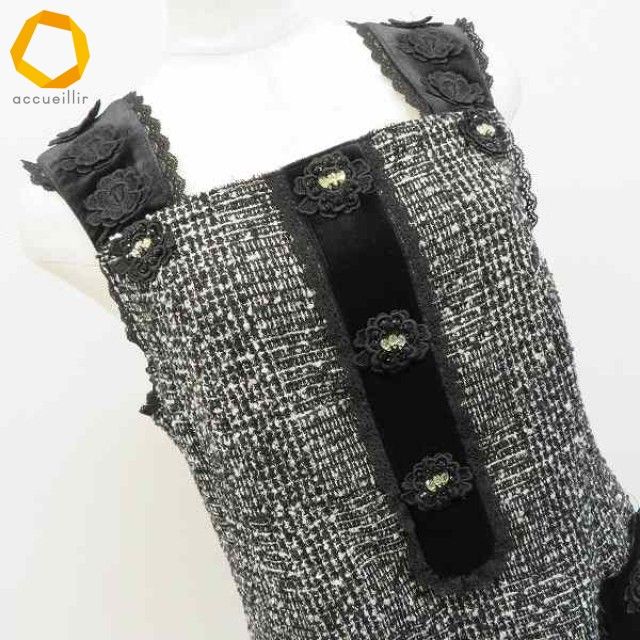 スーパービューティー Super Beauty ワンピース ロング スリーブレス 花モチーフ ラメ ラインストーン レディース a 978155