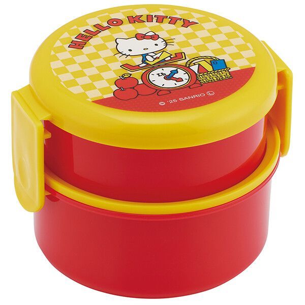 ハローキティ レトロ 25 丸型ランチボックス2段(フォーク付