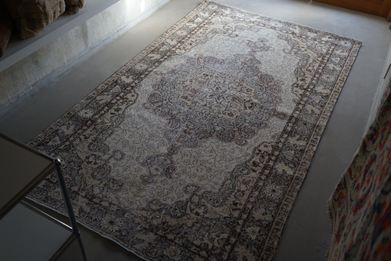 ヴィンテージラグ トルコ イスパルタ モスグレー 1970年代 251 × 146