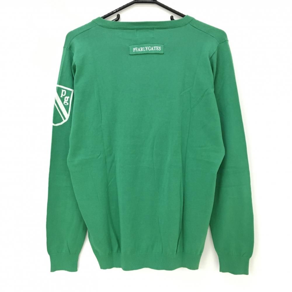 パーリーゲイツ セーター グリーンVネック 薄手 コットン ニット メンズ 5 L ゴルフウェア PEARLY GATES