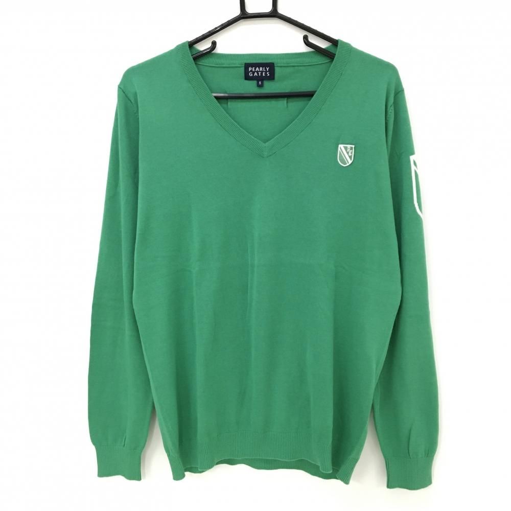 パーリーゲイツ セーター グリーンVネック 薄手 コットン ニット メンズ 5 L ゴルフウェア PEARLY GATES
