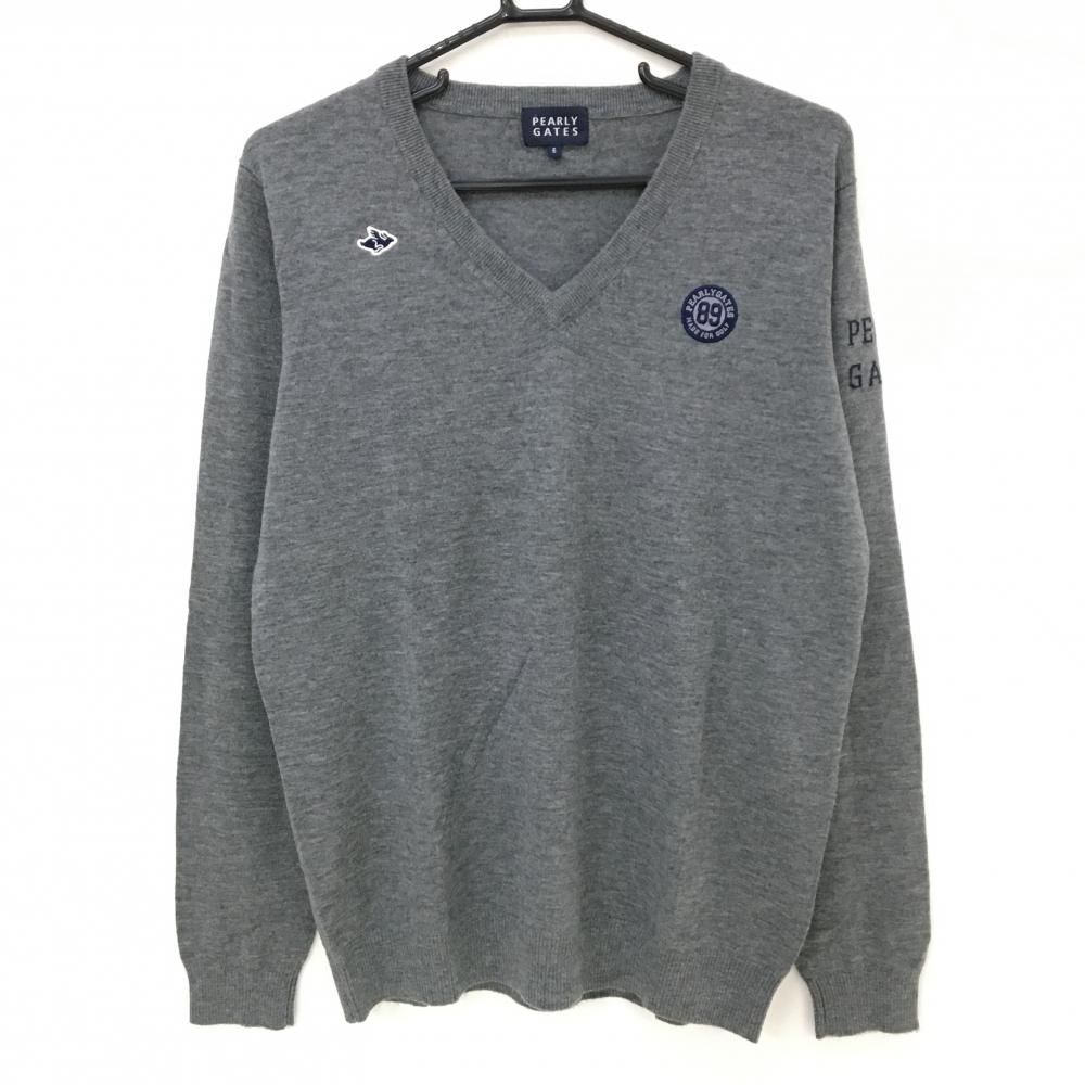 パーリーゲイツ セーター グレー Vネック 薄手 ニット メンズ 6 XL ゴルフウェア PEARLY GATES