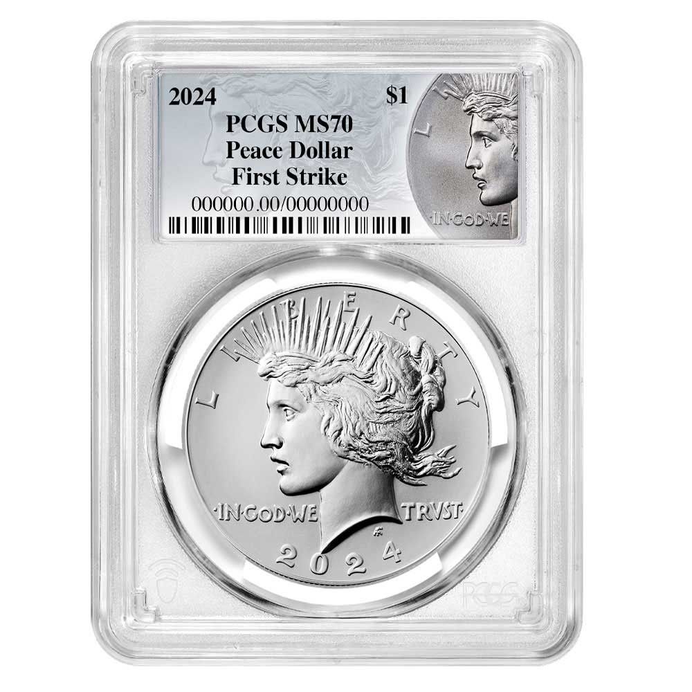 2024年 1ドル ピースシルバードル PCGS MS70 FS ピースラベル - メルカリ