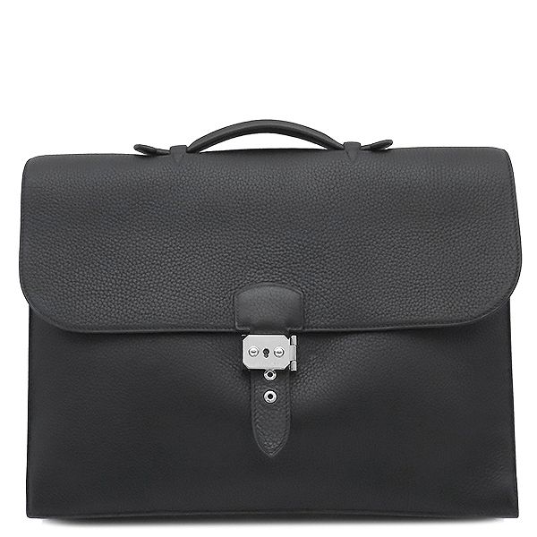 エルメス HERMES ブリーフケース サックアデペッシュ 38 トリヨンクレマンス ブラック シルバー金具 黒 ビジネスバッグ I刻印 箱