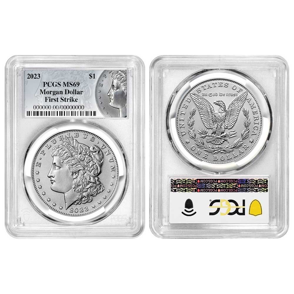 2点セット - 2023年 1ドル モルガン＆ピース シルバーダラー PCGS MS69