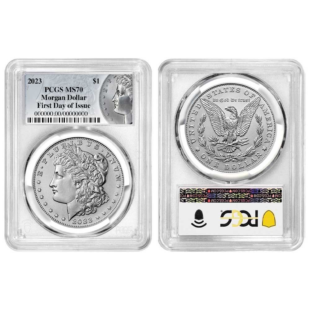 2枚セット - 2023年 1ドル モルガン＆ピース シルバーダラー PCGS MS70
