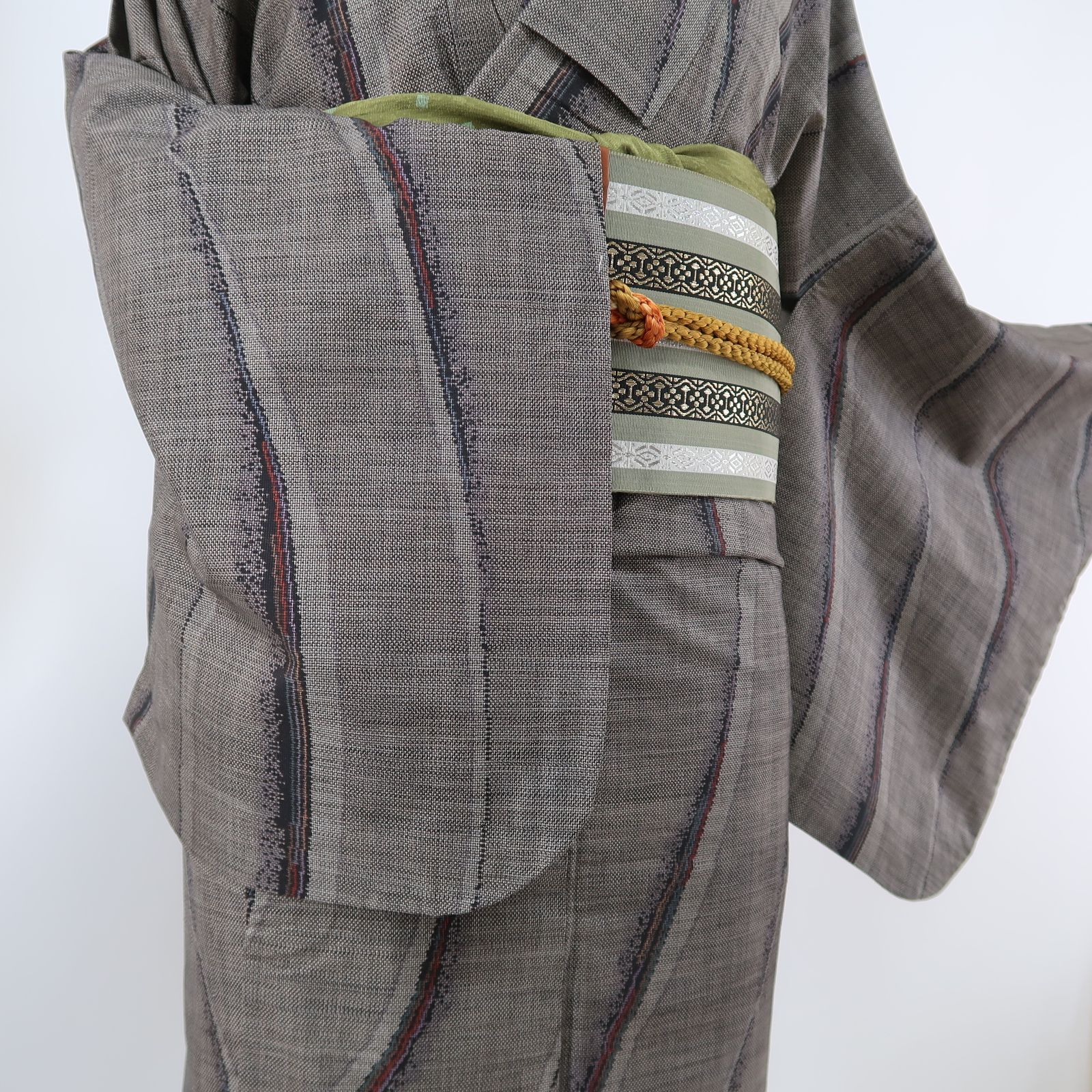 ✾まめ藤✾m412＊美品 正絹 カタス式9マルキ 手縫い仕立て 大島紬