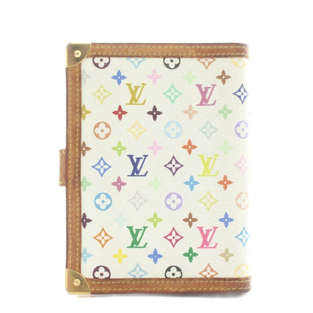 ルイヴィトン LOUIS VUITTON R 20896 モノグラム マルチ アジェンダPM 手帳カバー システム手帳 6穴式 PVC レザー 総柄 ブロン 白 ホワイト XZ OH GY 17