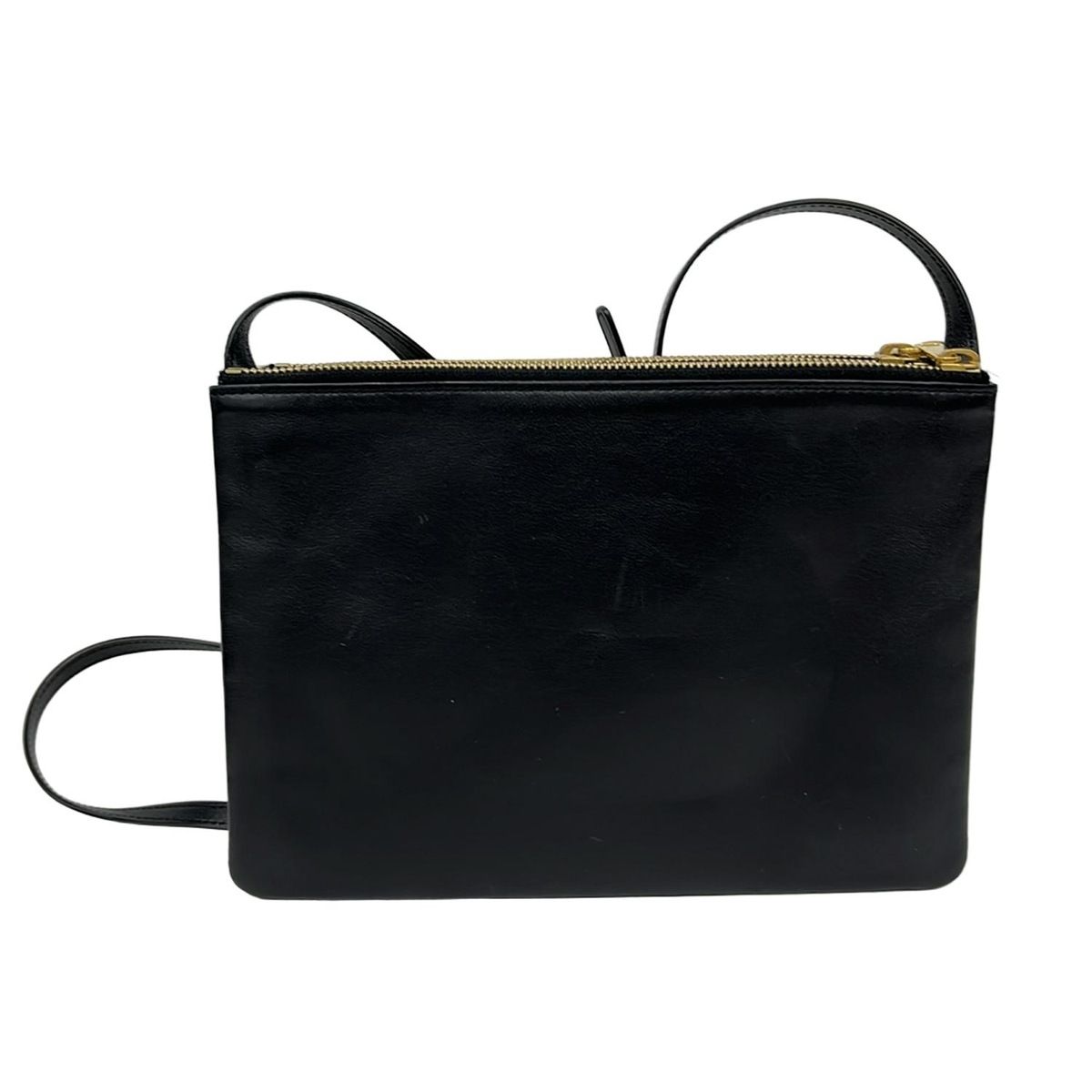 CELINE(セリーヌ) ショルダーバッグ トリオラージ 黒 レザー - メルカリ