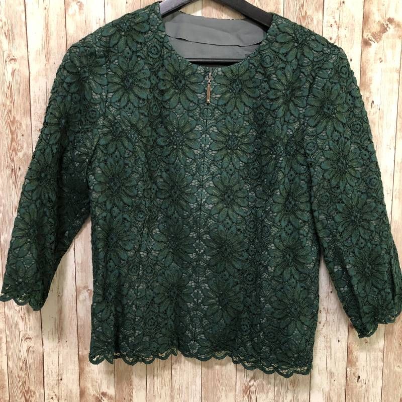 Leilian レリアン レース ノー ジャケット ダークグリーン