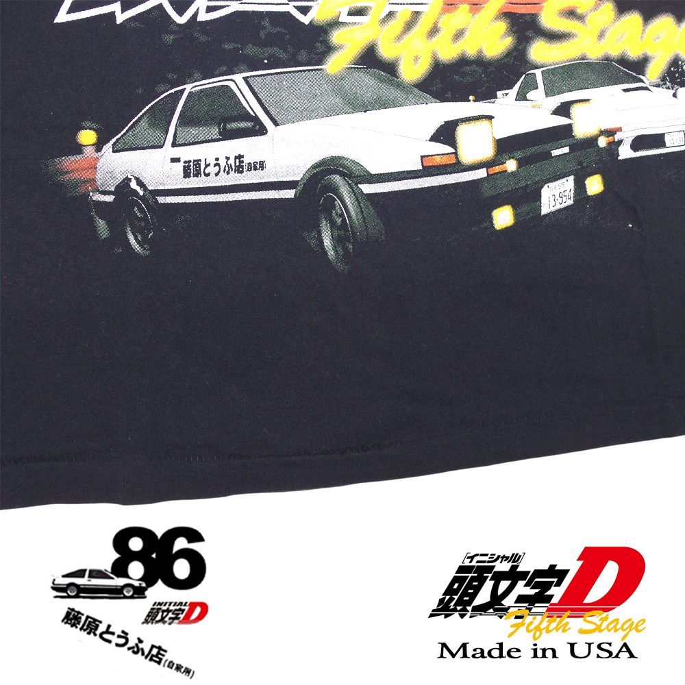 357 頭文字D イニシャルD アニメ Tシャツ 美品 USA initial ブラック L