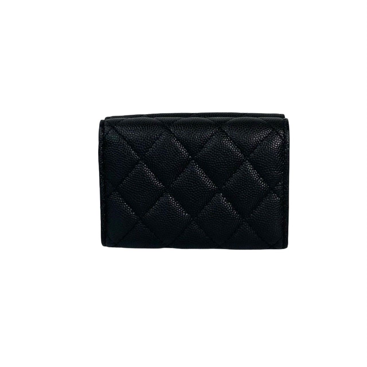 箱 袋付 シール有 CHANEL シャネル マトラッセ ココマーク キャビアスキン 三つ折り 財布 ミニ ウォレット ブラック 32061