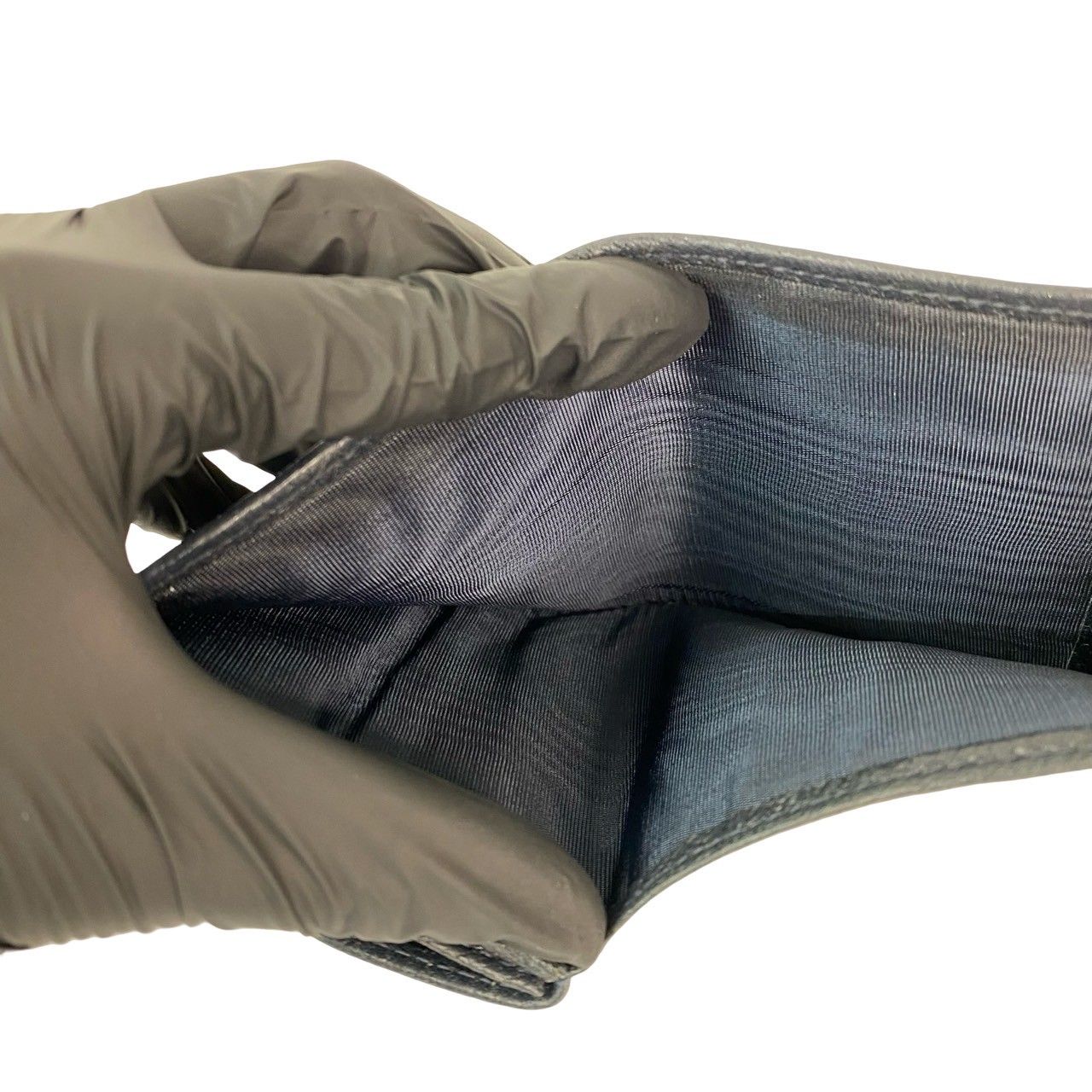  GUCCI グッチ ヴィンテージ GG ロゴ 金具 レザー 本革 三つ折り 財布 ウォレット 札入れ 小銭入れ ネイビー 351-3 その他 小物