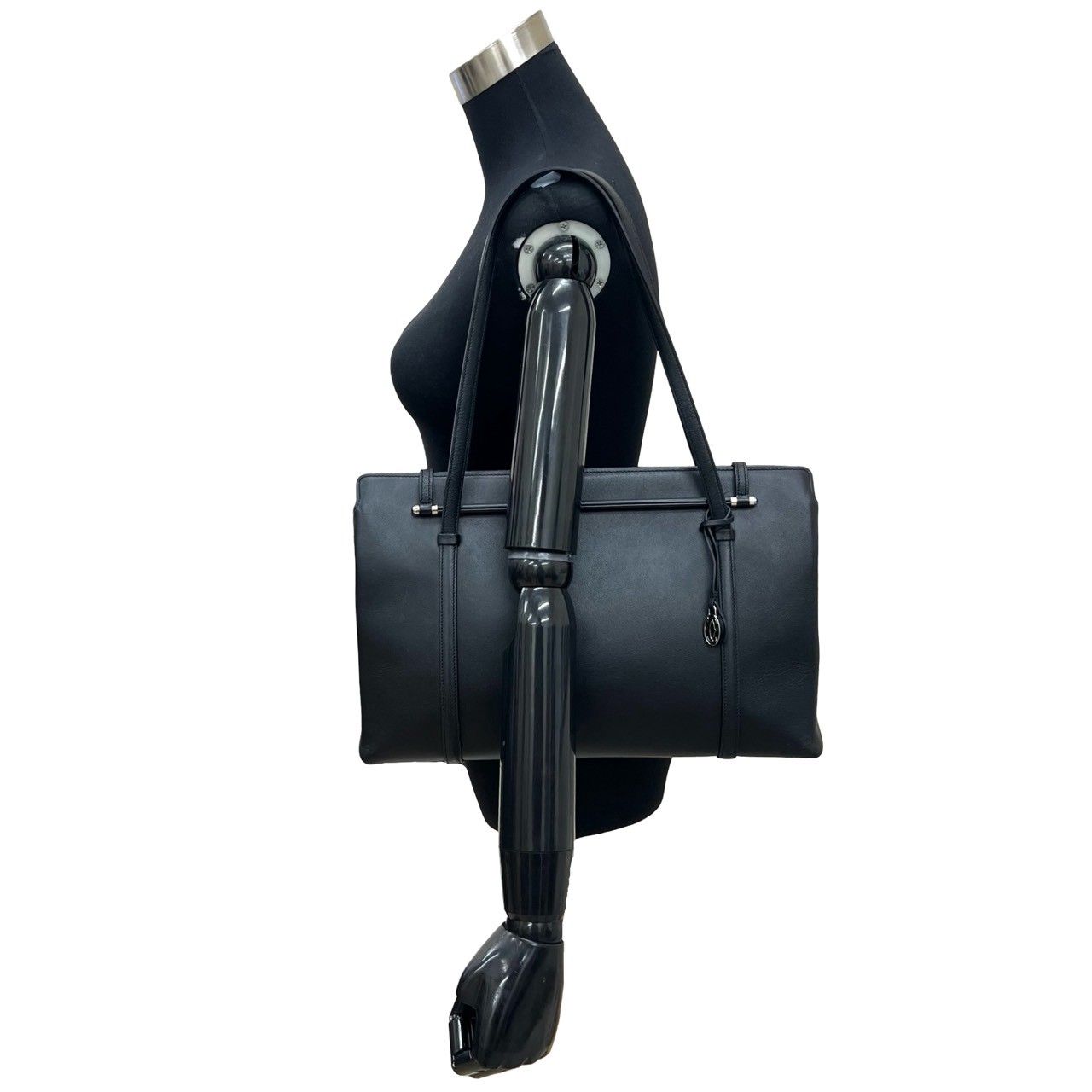 品 箱 袋付き CARTIER カルティエ レザー 本革 トートバッグ ハンドバッグ セミ ショルダーバッグ ブラック 23657
