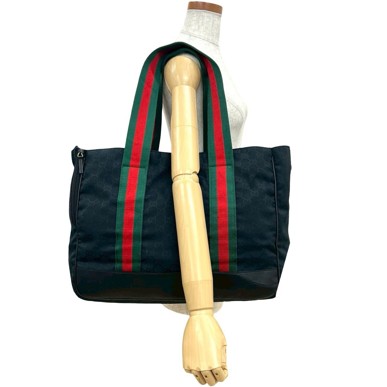 GUCCI グッチ ドッグキャリー シェリーライン GG 柄 キャンバス レザー 本革 トートバッグ ハンドバッグ ブラック 86905