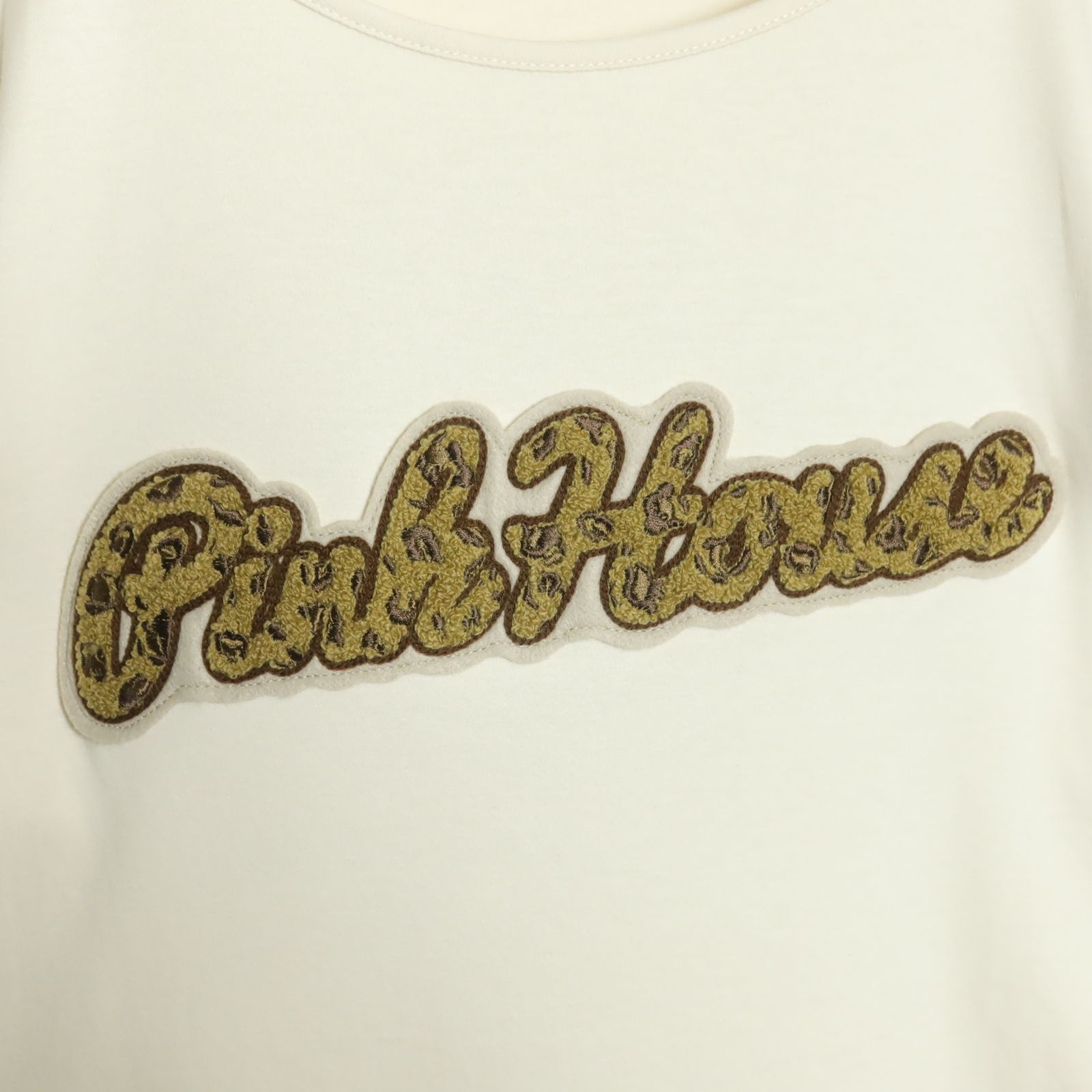【極美品！】ピンクハウス★ブラウンのロゴワッペンが可愛い♪ 長袖カットソー サイズ4(L) アイボリー系 z16791 極美品！】ピンクハウス☆ブラウンのロゴワッペンが可愛い♪ 長袖