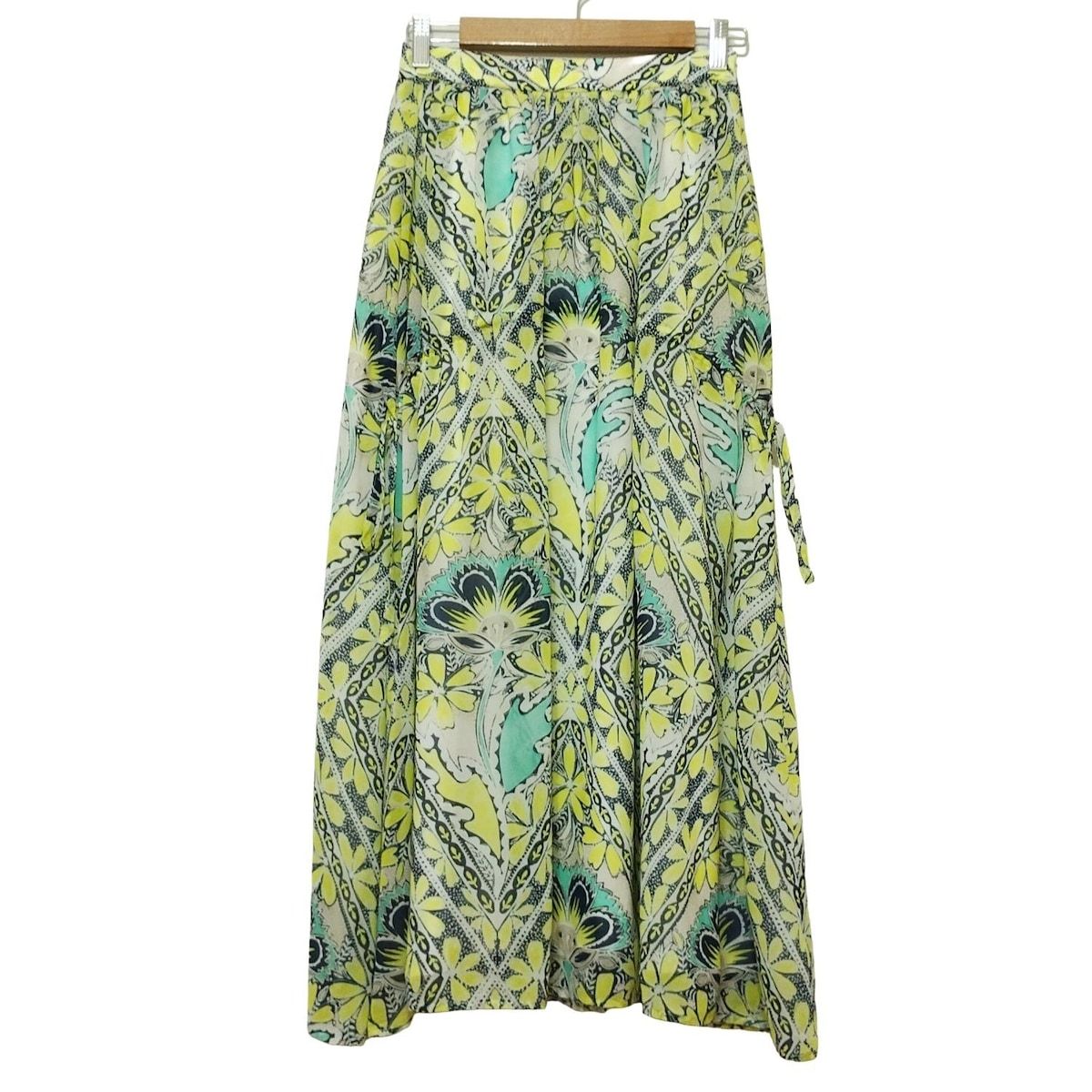 GRACE グレースコンチネンタル ロングスカート サイズ36 S レディース - 白×イエロー×マルチ 花柄