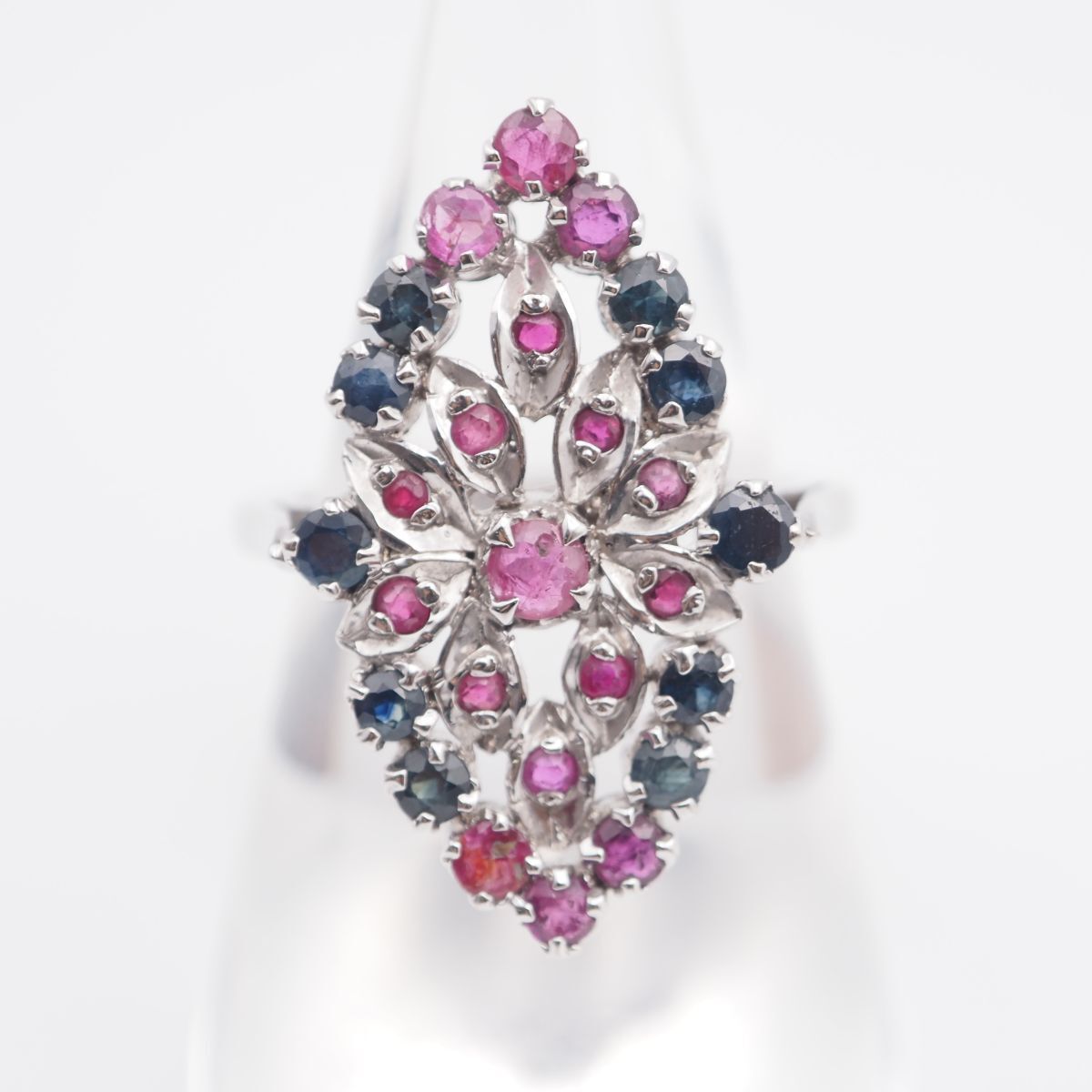 L 467 ルビー サファイア スピネル リング デザイン シルバー 指輪 15号