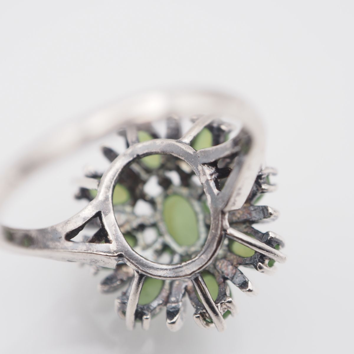 L363 グリーンストーン STG刻印 リング デザイン シルバー 指輪 15号