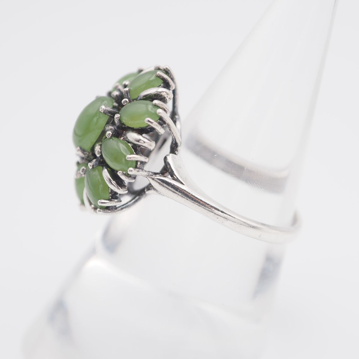 L363 グリーンストーン STG刻印 リング デザイン シルバー 指輪 15号