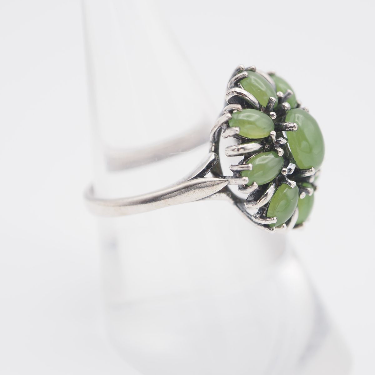 L363 グリーンストーン STG刻印 リング デザイン シルバー 指輪 15号