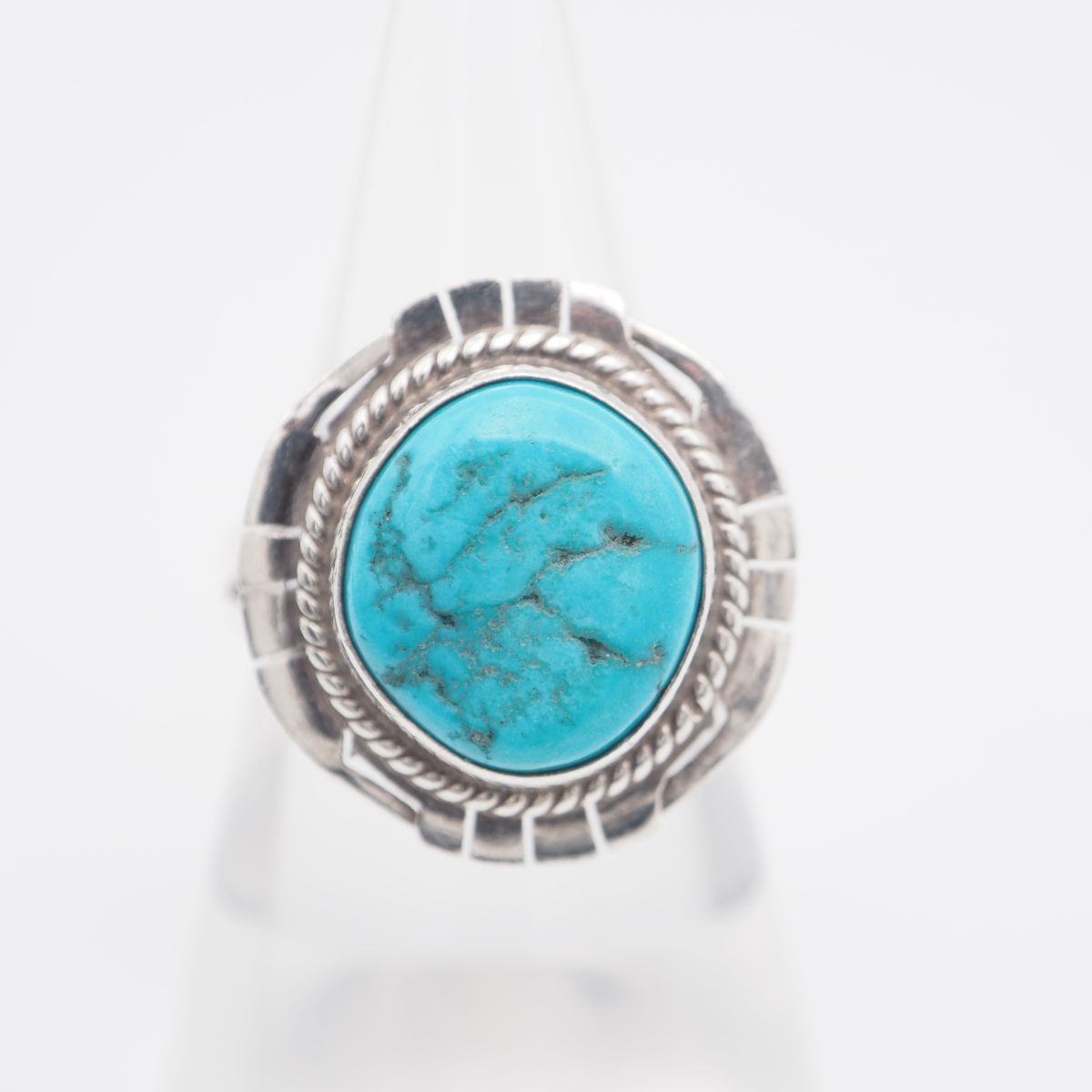 L 430 ナバホ ターコイズ トルコ石 P.SKEETS作 刻印 リング デザイン シルバー 指輪 インディアンジュエリー PEGGY SKEETS 12号